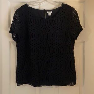 J Crew Black Lace Short Sleeve Shirt